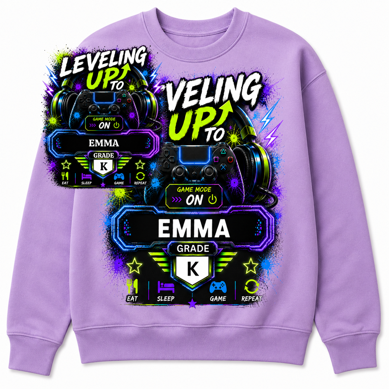 Leveling Up Personalized Gamer Shirt |Custom Name & Grade or Level| Back to School Youth T-Shirt, Hoodie & Sweatshirt