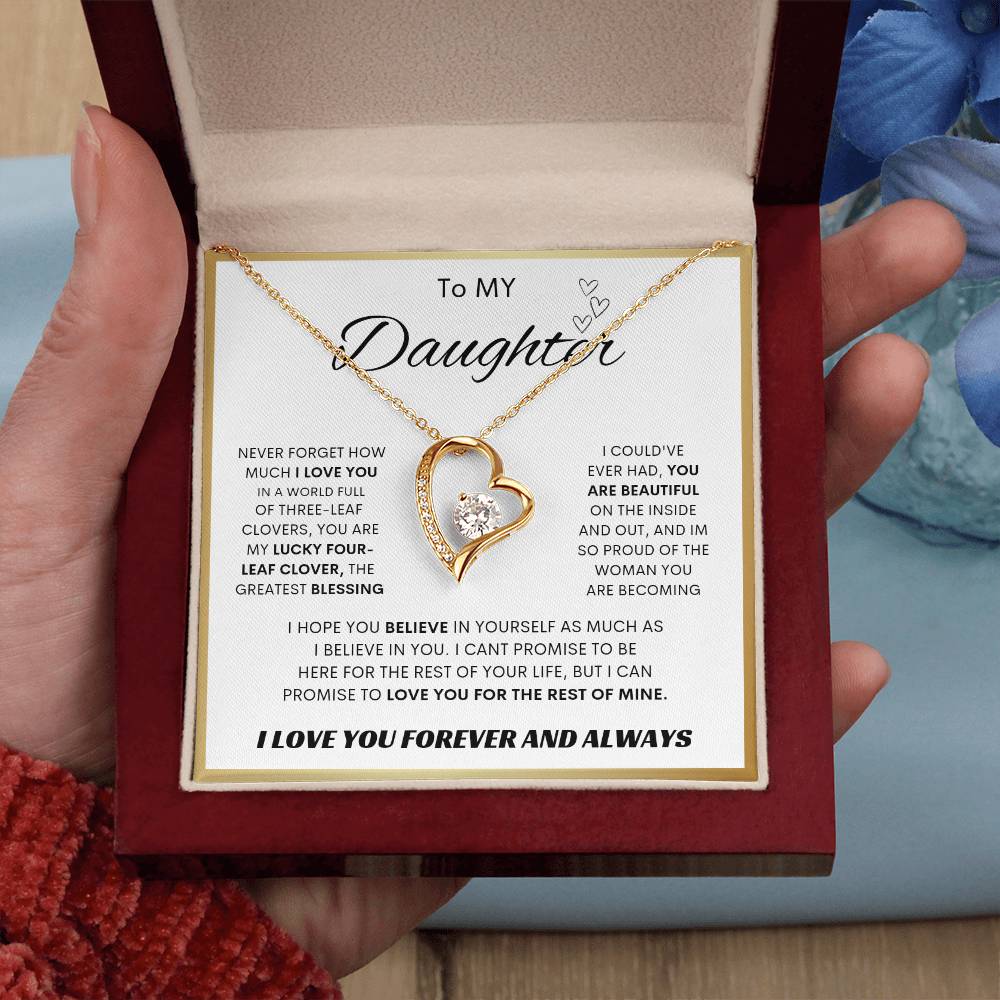 To My Daughter – Forever Love Necklace | Gold Border Personalized Gift