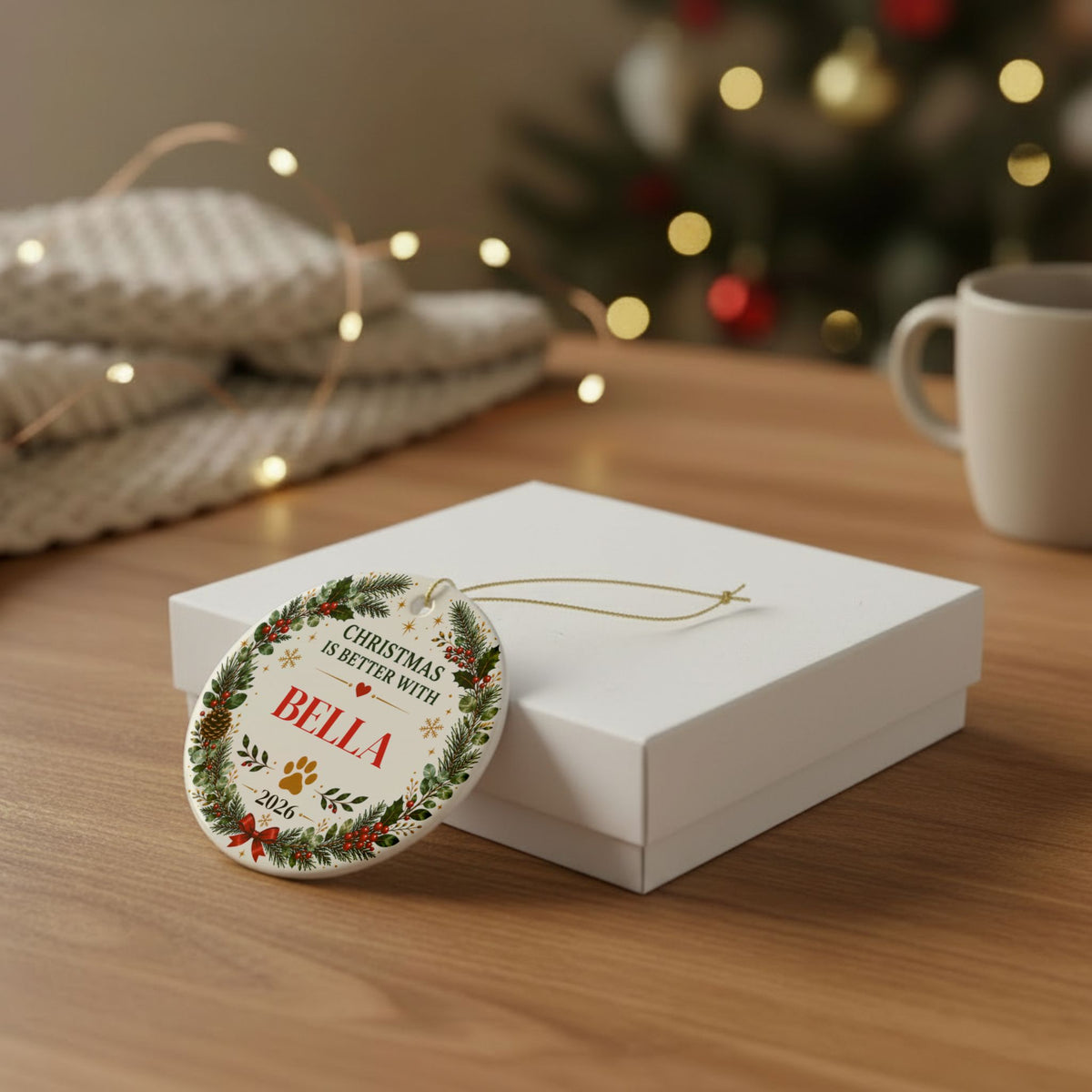 Personalized Pet Photo Christmas Ornament – Custom Dog or Cat Name Keepsake – Christmas 2026