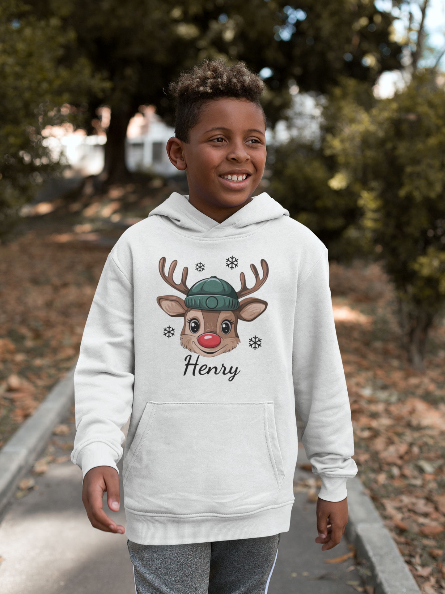 Reindeer Christmas Kids Name Shirt/Hoodie [Personalize