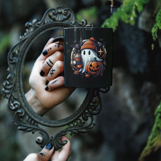 Halloween Ghost Coffee Mug-Black-15oz