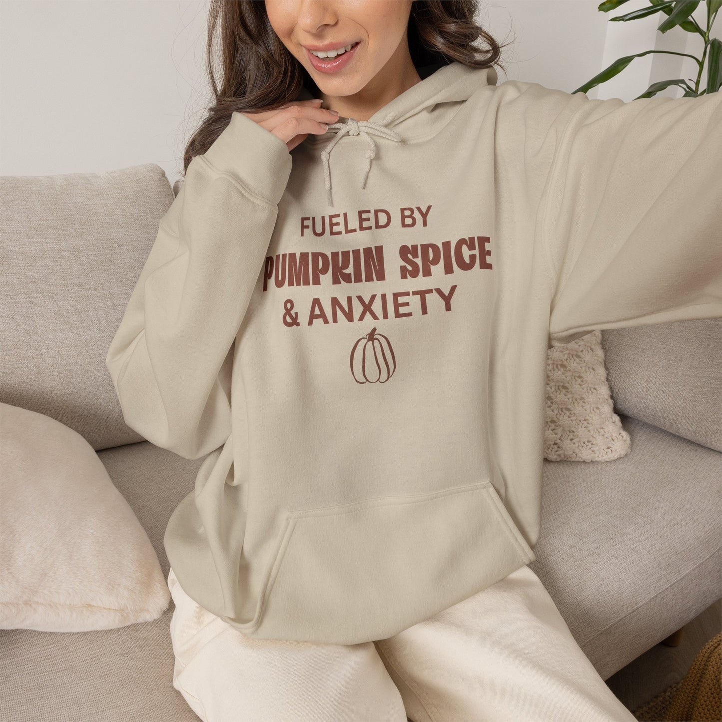 Pumpkin Spice & Anxiety Hoodie — Funny Fall Coffee Sweatshirt