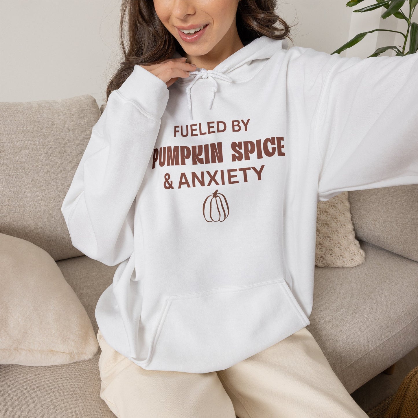 Pumpkin Spice & Anxiety Hoodie — Funny Fall Coffee Sweatshirt