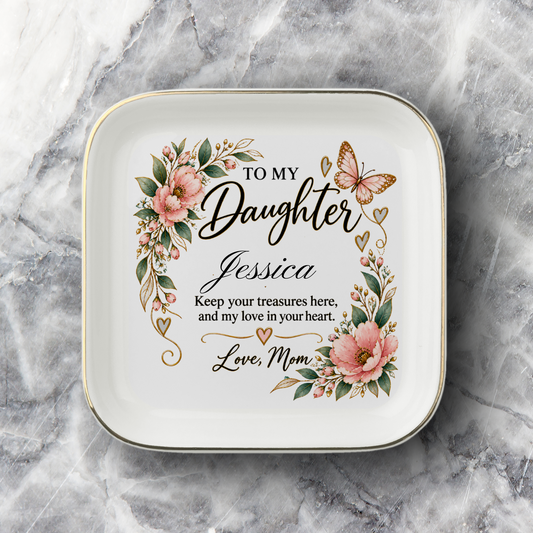 Personalized Daughter Jewelry Dish – Custom Name Keepsake Gift from Mom