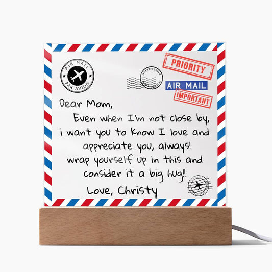 Dear Mom Letter Acrylic Plaque - Personalized Gift | Blond Bays