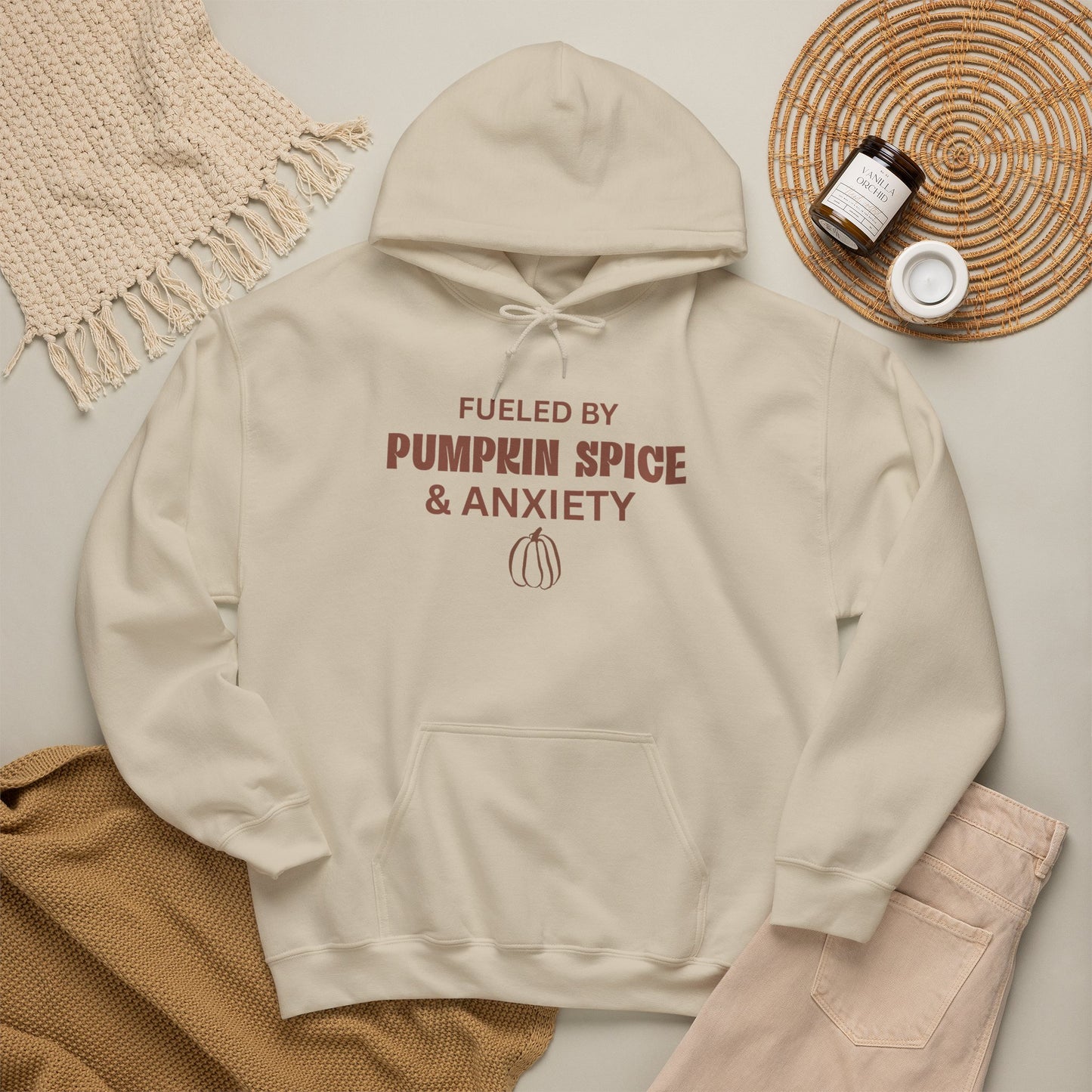 Pumpkin Spice & Anxiety Hoodie — Funny Fall Coffee Sweatshirt