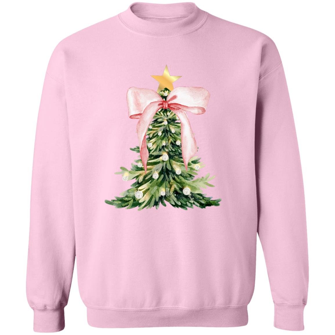 pink bow christmas tree - sweatshirt