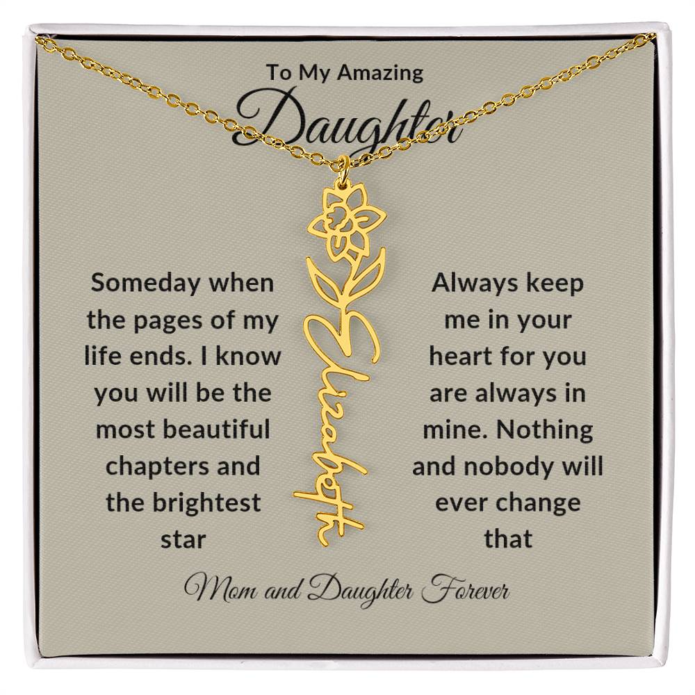 Daughter Flower Name Necklace