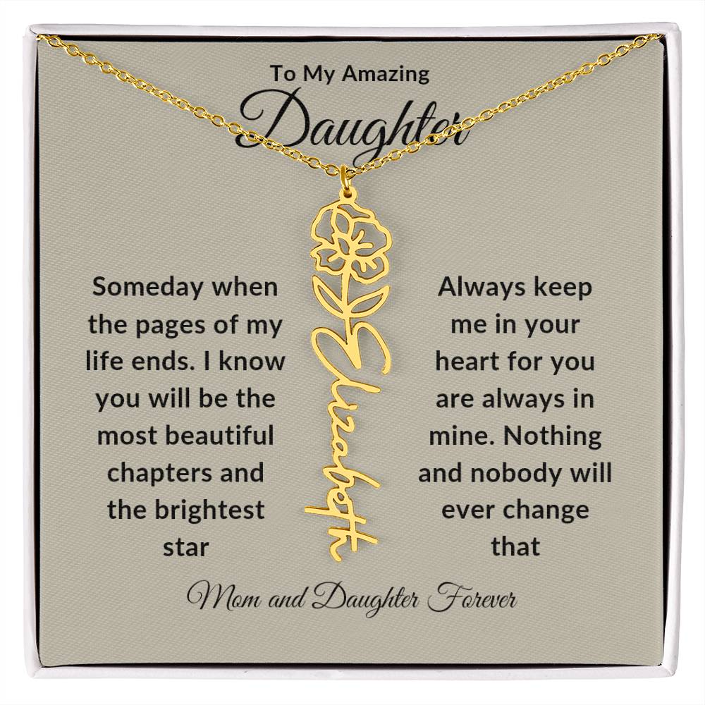 Daughter Flower Name Necklace