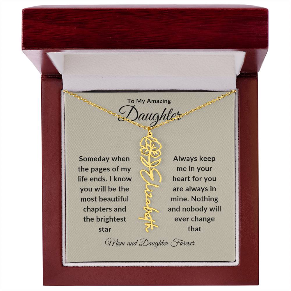 Daughter Flower Name Necklace