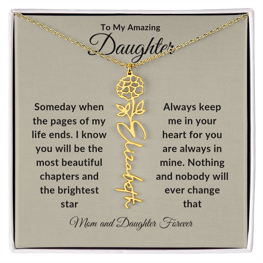 Daughter Flower Name Necklace