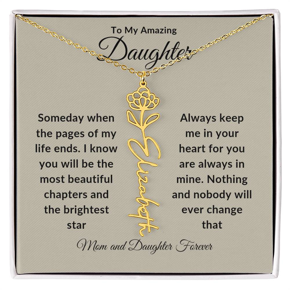 Daughter Flower Name Necklace