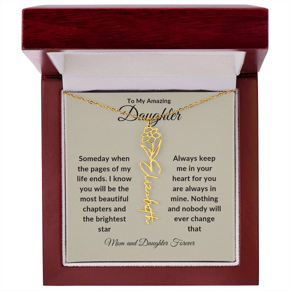 Daughter Flower Name Necklace