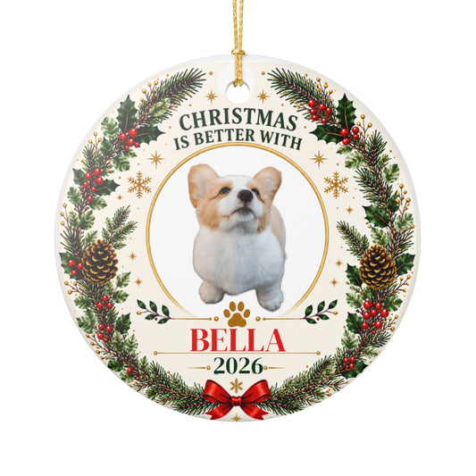 Personalized Pet Photo Christmas Ornament – Custom Dog or Cat Name Keepsake – Christmas 2026