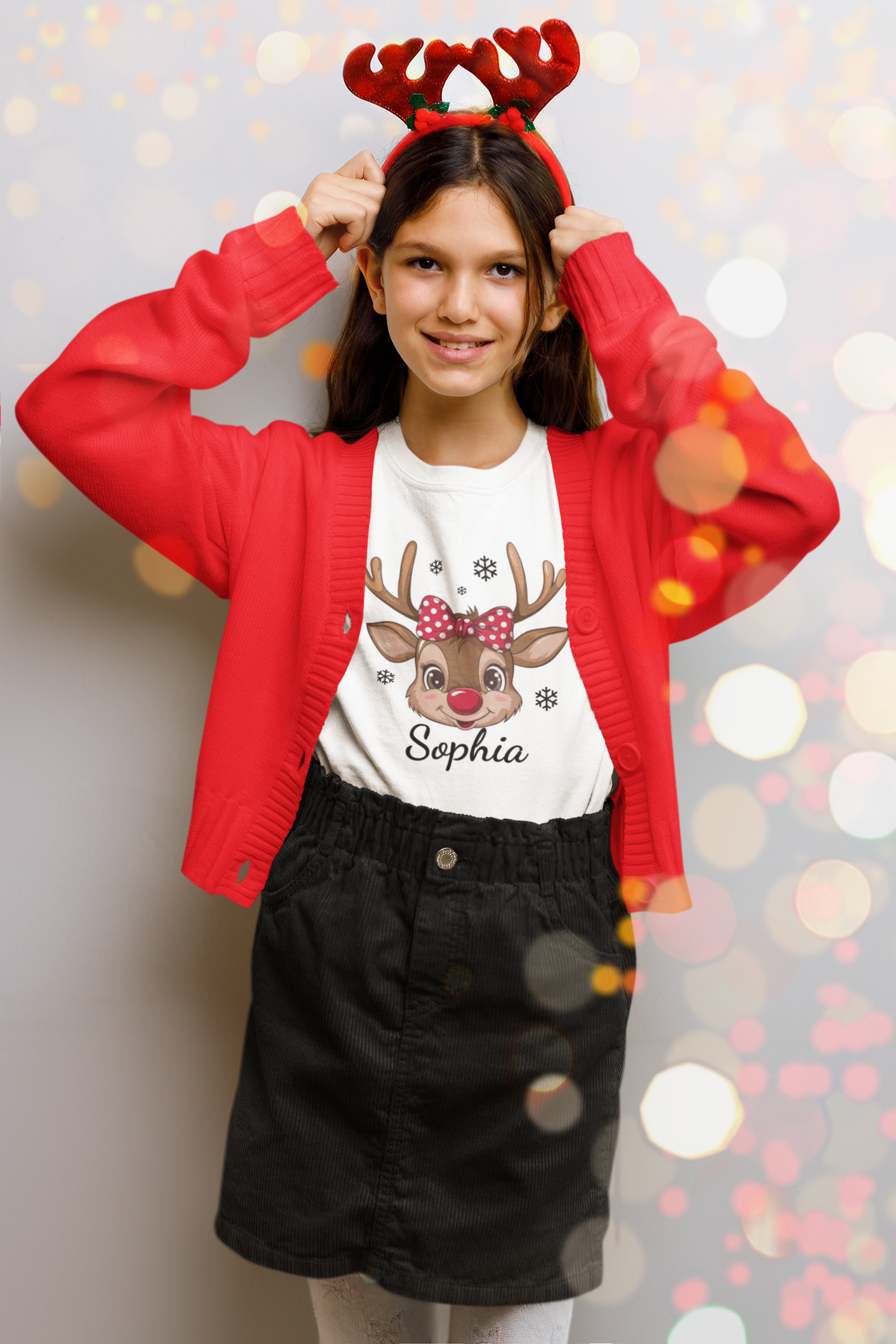 Reindeer Christmas Kids Name Shirt/Hoodie [Personalize